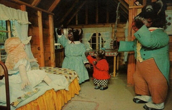 Deer Forest - Old Postcard Of 3 Bears (newer photo)